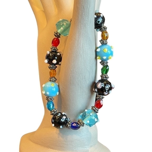 Lampwork beads bracelet, glass, colourful, unique. - Picture 5 of 7